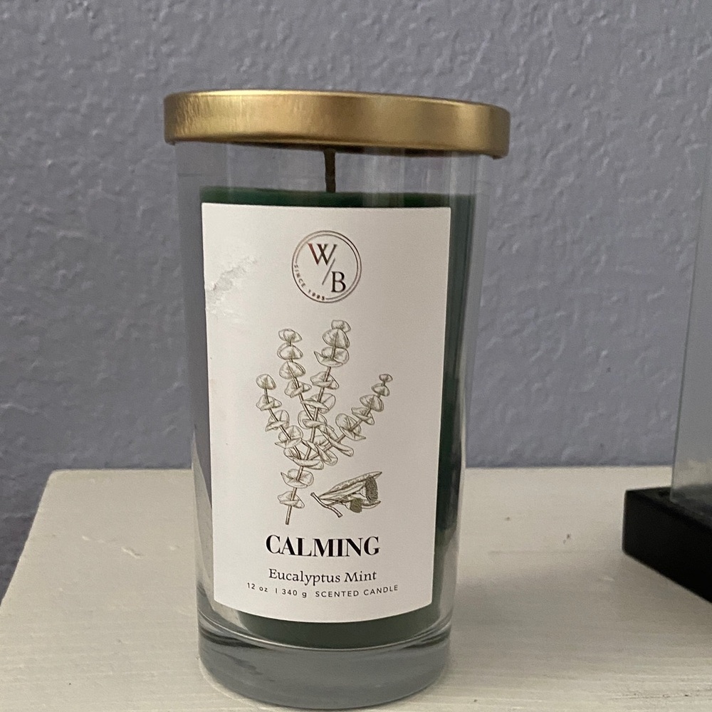 W/B Eucalyptus Mint Scented Candle - Green and Gold